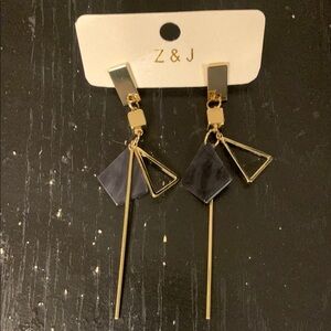 Gold and Black Geometric Earrings